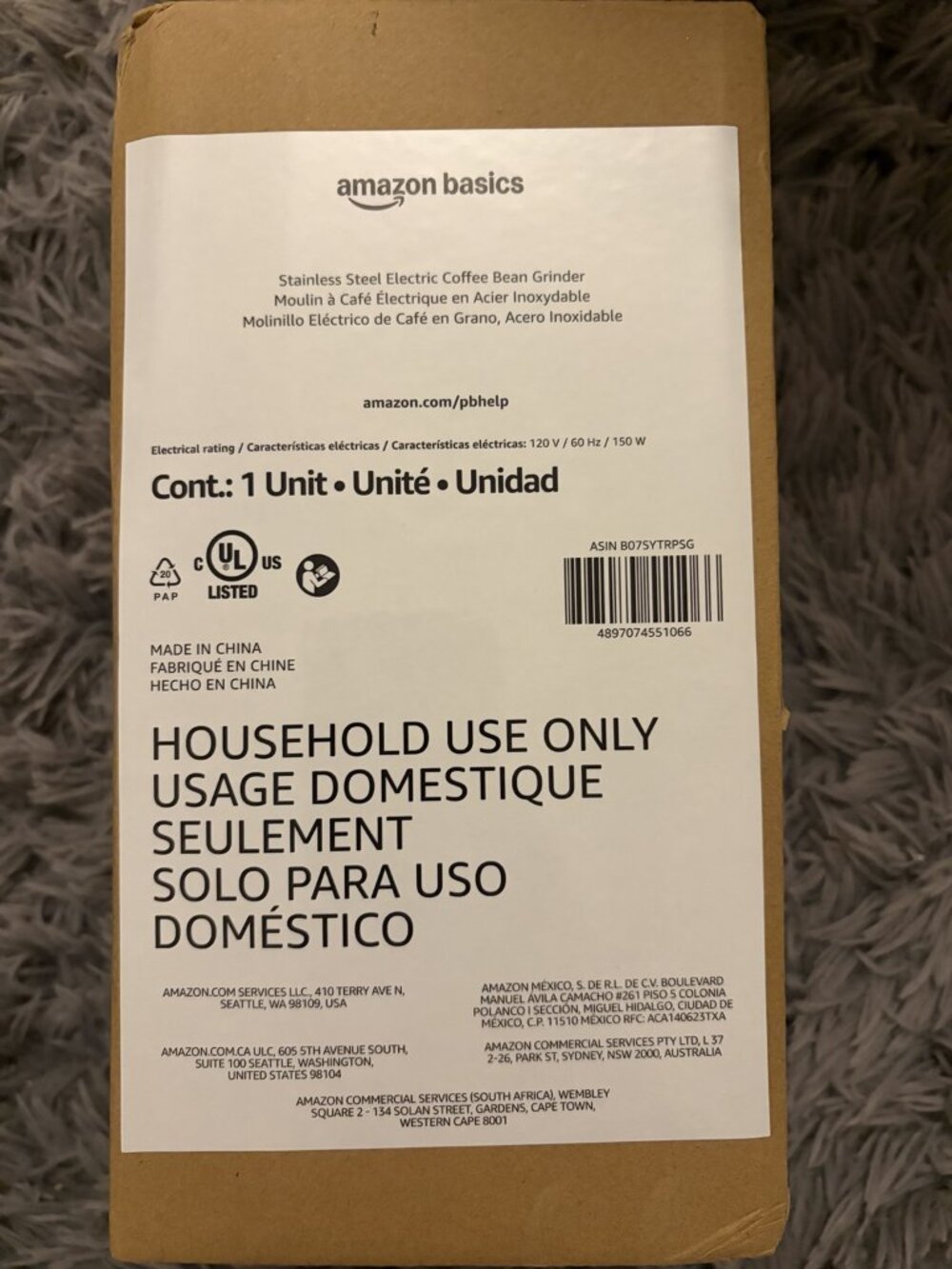 Amazon Basics Stainless Steel Electric Coffee Bean Grinder 150W NIB - Picture 2 of 2